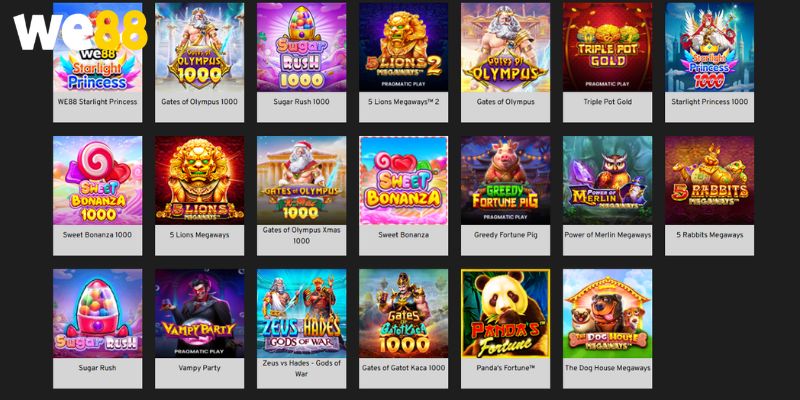 Danh mục các sảnh nổ hũ WE88 mà bạn nên thử khi đến đây