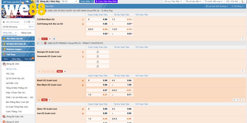 Sảnh SABA cập nhật kèo cược hấp dẫn đến từ nhiều bộ môn